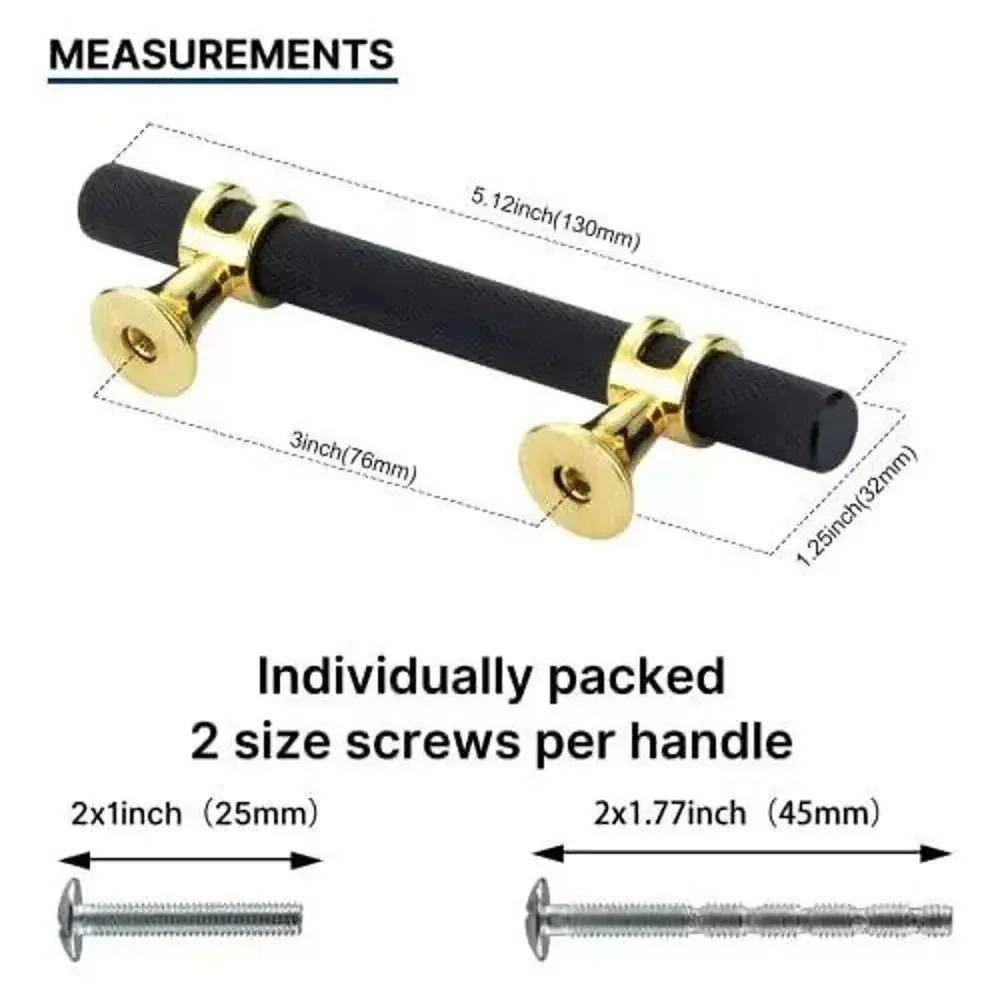 Pack Knurled Black Cabinet Pulls Kitchen 3